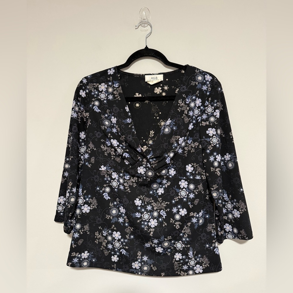 VTG AGB Amy Byer Black Floral Babydoll Top 90s Y2K Grunge See Measurements